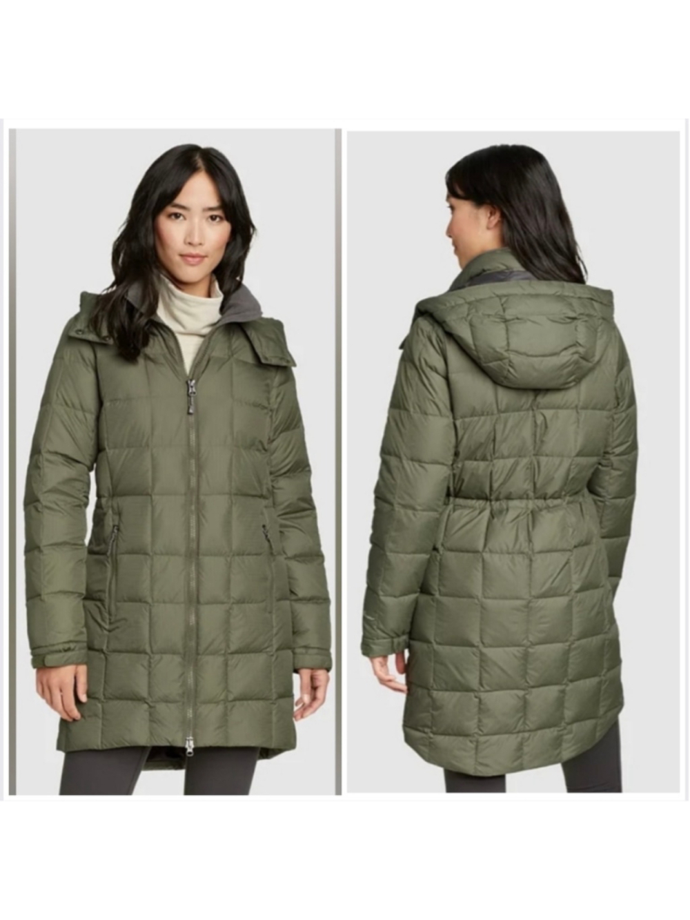 Eddie Bauer Altamira Down Parka 2X Green Quilted Hooded Long Coat